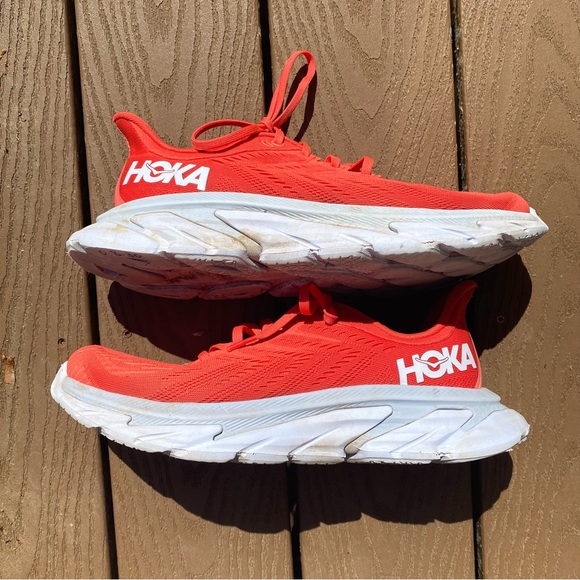 Hoka One One Shoes - HOKA Clifton Edge Orange Coral Running Jogging Walking Comfort Shoes Size 10